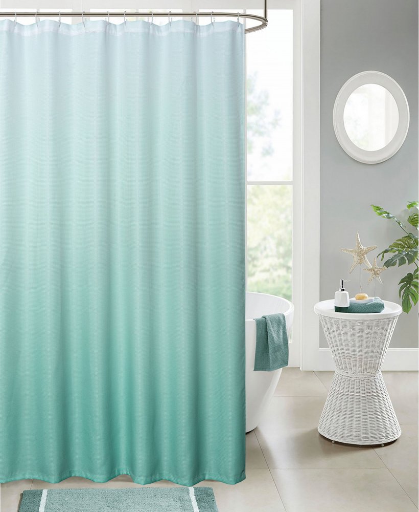 72" White And Sea Green Ombre Shower Curtain
