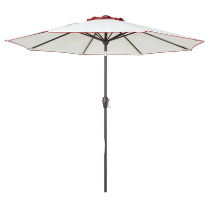 9' Beige And Terracotta Polyester Octagonal Tilt Market Patio Umbrella