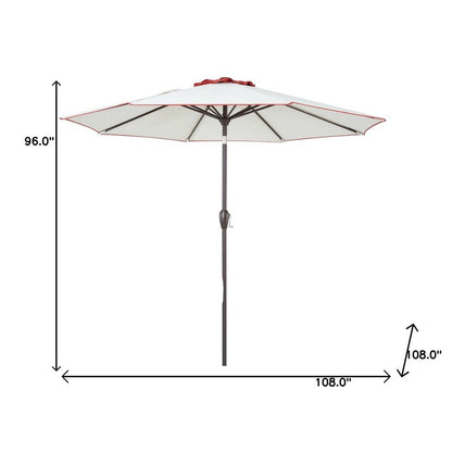 9' Beige And Terracotta Polyester Octagonal Tilt Market Patio Umbrella
