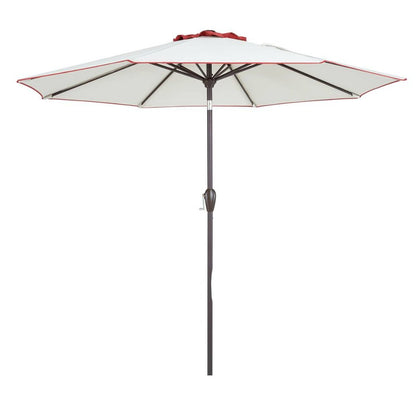 9' Beige And Terracotta Polyester Octagonal Tilt Market Patio Umbrella