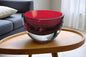 Cuenco de cristal soplado rojo de paredes gruesas de 6"