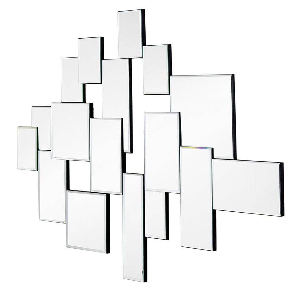30" Clear Abstract Glass Contemporary Panels Unframed Accent Mirror