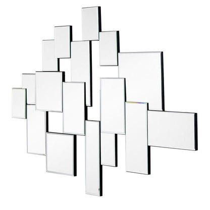 30" Clear Abstract Glass Contemporary Panels Unframed Accent Mirror