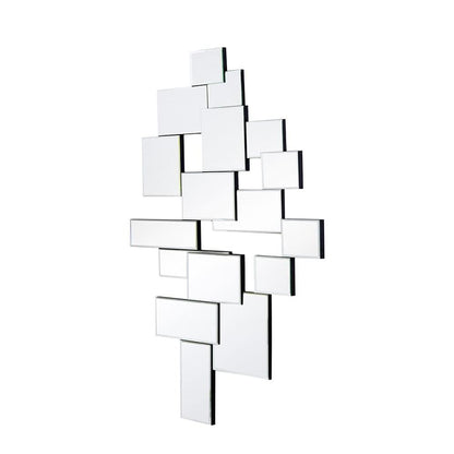 30" Clear Abstract Glass Contemporary Panels Unframed Accent Mirror
