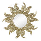 Espejo decorativo abstracto dorado con marco de hierro y diseño de rayos de sol de 37"