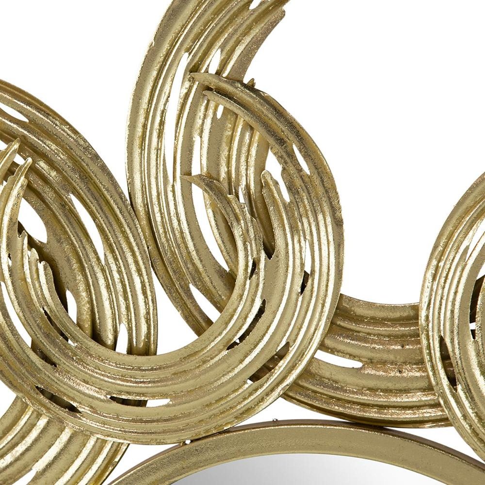 Espejo decorativo abstracto dorado con marco de hierro y diseño de rayos de sol de 37"