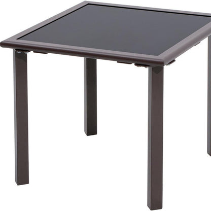 18" Black Square Glass Outdoor Side Table