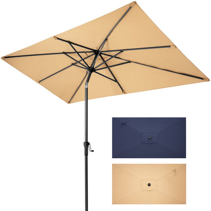 Sombrilla de patio rectangular inclinable de poliéster color canela de 2,7 m