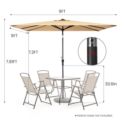 Sombrilla de patio rectangular inclinable de poliéster color canela de 2,7 m