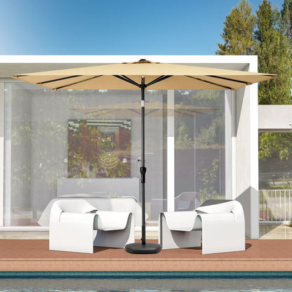 Sombrilla de patio rectangular inclinable de poliéster color canela de 2,7 m