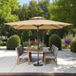Sombrilla de patio rectangular inclinable de poliéster color canela de 2,7 m