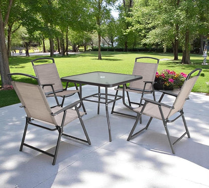 Five Piece Clear and Black Square Glass Dining Set with Four Chairs