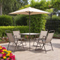 Six Piece Clear and Brown Square Glass Dining Set with Four Chairs