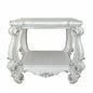 26" Antiqued White Manufactured Wood Square Scroll End Table With Shelf