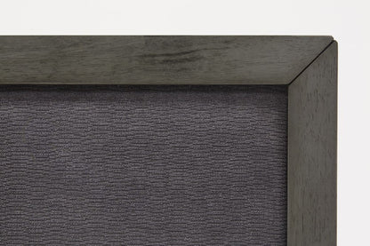 Marco de cama Queen de madera y lino gris