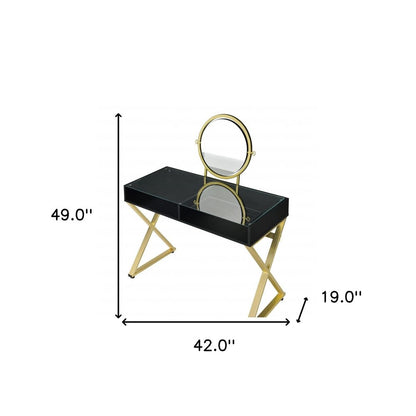 Cómoda con espejo negro y dorado de 42"