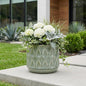 7" Green Geometric Ceramic Indoor Outdoor Round Pot Planter