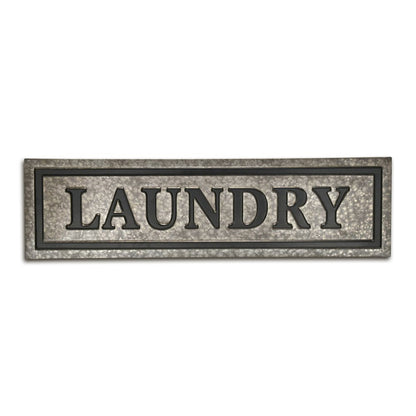 10" X 36" Gray Laundry Galvanized Metal Wall Decor