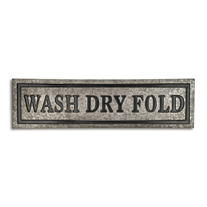 10" X 36" Gray Wash Dry Fold Metal Wall Decor