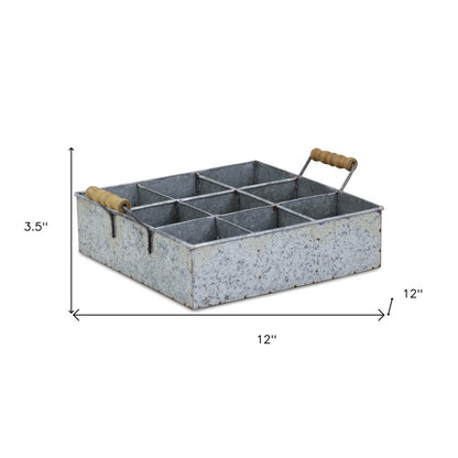 Caja de metal galvanizado plateado de 12"