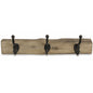 Perchero de pared de madera rústica natural marrón de 19" con tres ganchos y borde vivo
