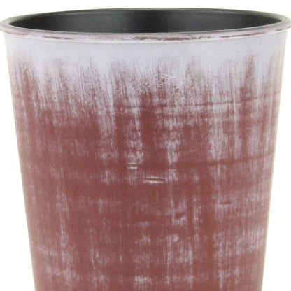 Maceta redonda de 5" de plástico reciclado, con textura en tonos marrones y marfil, para interior y exterior.