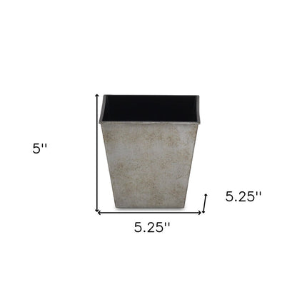 Maceta cuadrada de plástico reciclado gris de 5" para interior y exterior