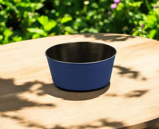 Maceta redonda de plástico reciclado azul marino de 25 cm para interior y exterior