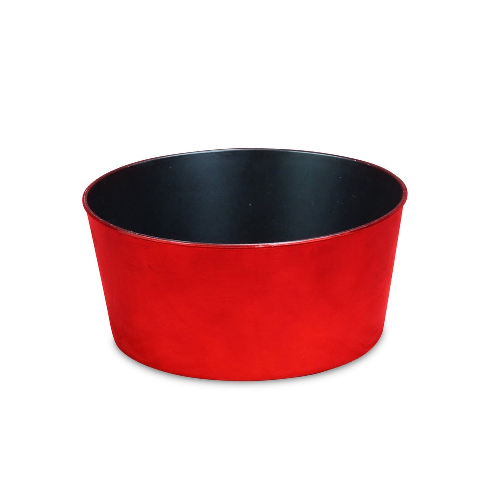Maceta redonda de plástico reciclado rojo de 30 cm para interior y exterior
