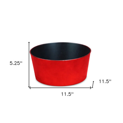 Maceta redonda de plástico reciclado rojo de 30 cm para interior y exterior