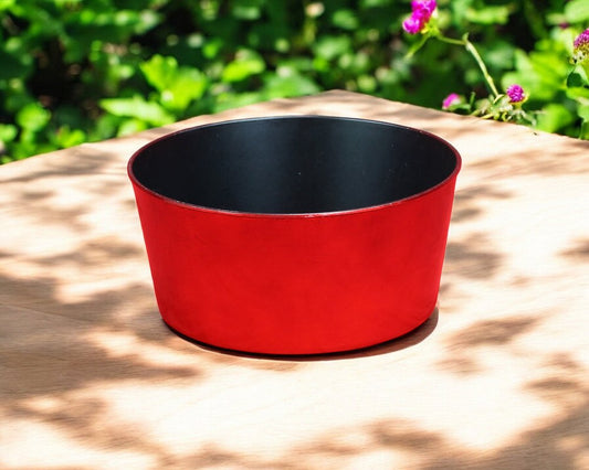Maceta redonda de plástico reciclado rojo de 30 cm para interior y exterior