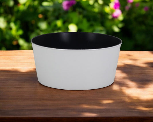 Maceta redonda de plástico reciclado blanco de 30 cm para interior y exterior