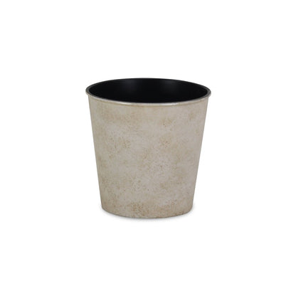 Maceta redonda de 5" de plástico reciclado color crema para interior y exterior