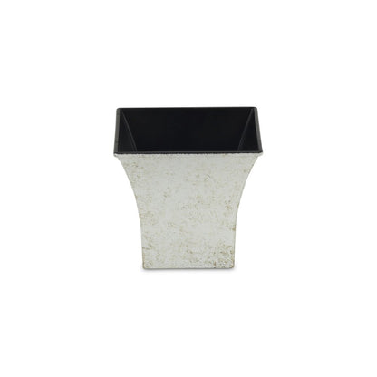 Maceta cuadrada de 5" de plástico reciclado color crema para interior y exterior