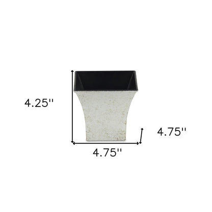 Maceta cuadrada de 5" de plástico reciclado color crema para interior y exterior