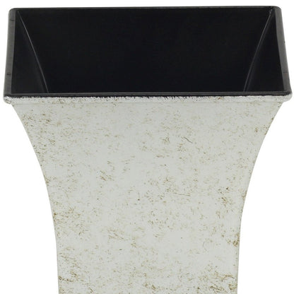 Maceta cuadrada de 5" de plástico reciclado color crema para interior y exterior