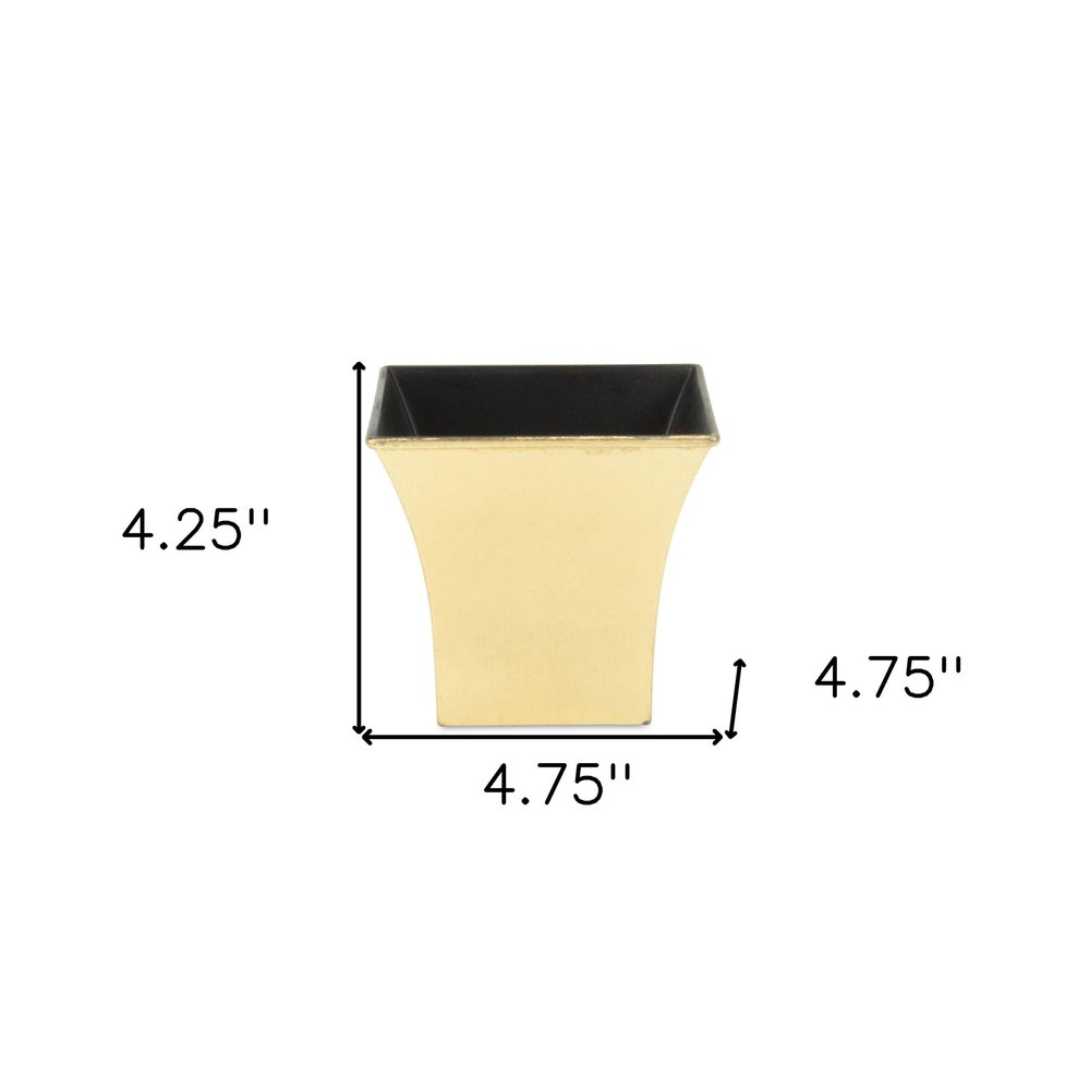 Maceta cuadrada de plástico reciclado dorado de 5" para interior y exterior