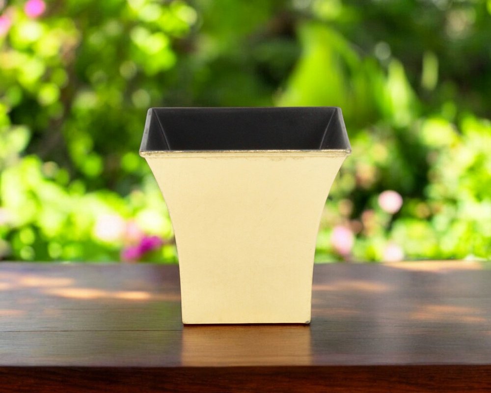 Maceta cuadrada de plástico reciclado dorado de 5" para interior y exterior