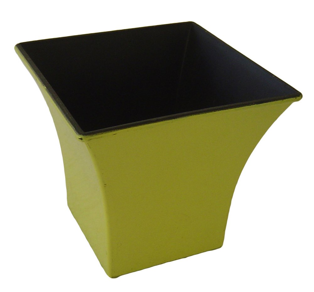 Maceta cuadrada de plástico reciclado amarillo de 5" para interior y exterior