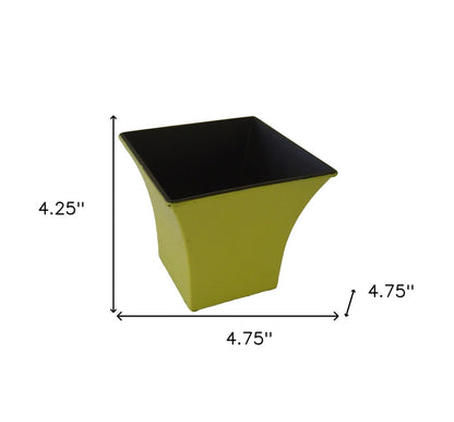 Maceta cuadrada de plástico reciclado amarillo de 5" para interior y exterior