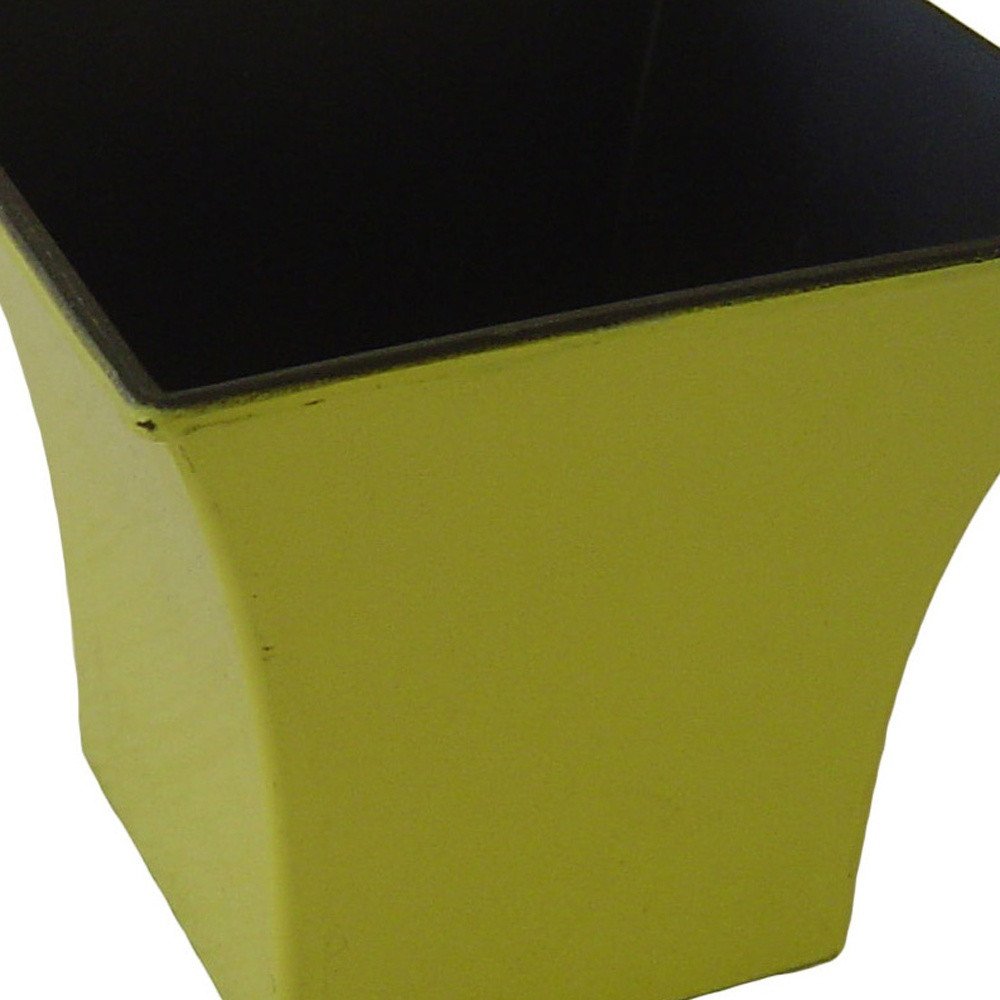 Maceta cuadrada de plástico reciclado amarillo de 5" para interior y exterior