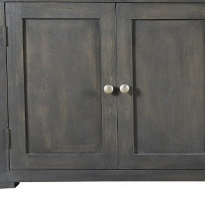 72" Dark Gray Solid Wood Four Drawer Sideboard with Four Doors