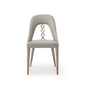Set of Two Light Gray Faux Leather Dining Side Chairs With Rose Gold Accents