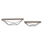 Set Of Two Black And Brown Wood And Metal Wall Mounted Accent Shelf