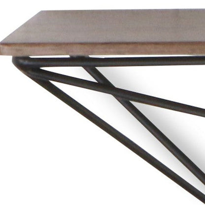 Set Of Two Black And Brown Wood And Metal Wall Mounted Accent Shelf