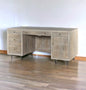 64" Ivory and Silver Solid Wood Executive Desk With Five Drawers