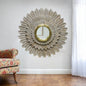 44" Antiqued Gold Sunburst Wood and Metal Framed Accent Mirror