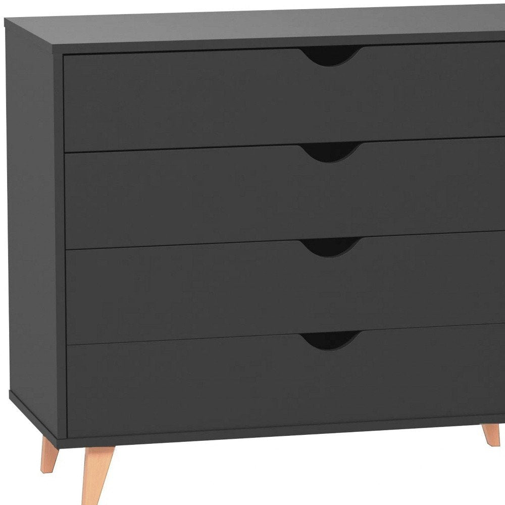 Cómoda de 35" con cuatro cajones en madera natural y negra