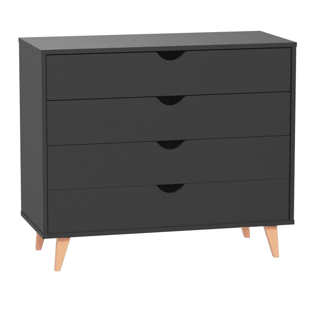 Cómoda de 35" con cuatro cajones en madera natural y negra