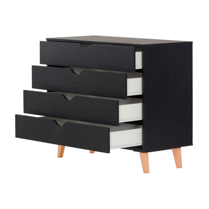 Cómoda de 35" con cuatro cajones en madera natural y negra